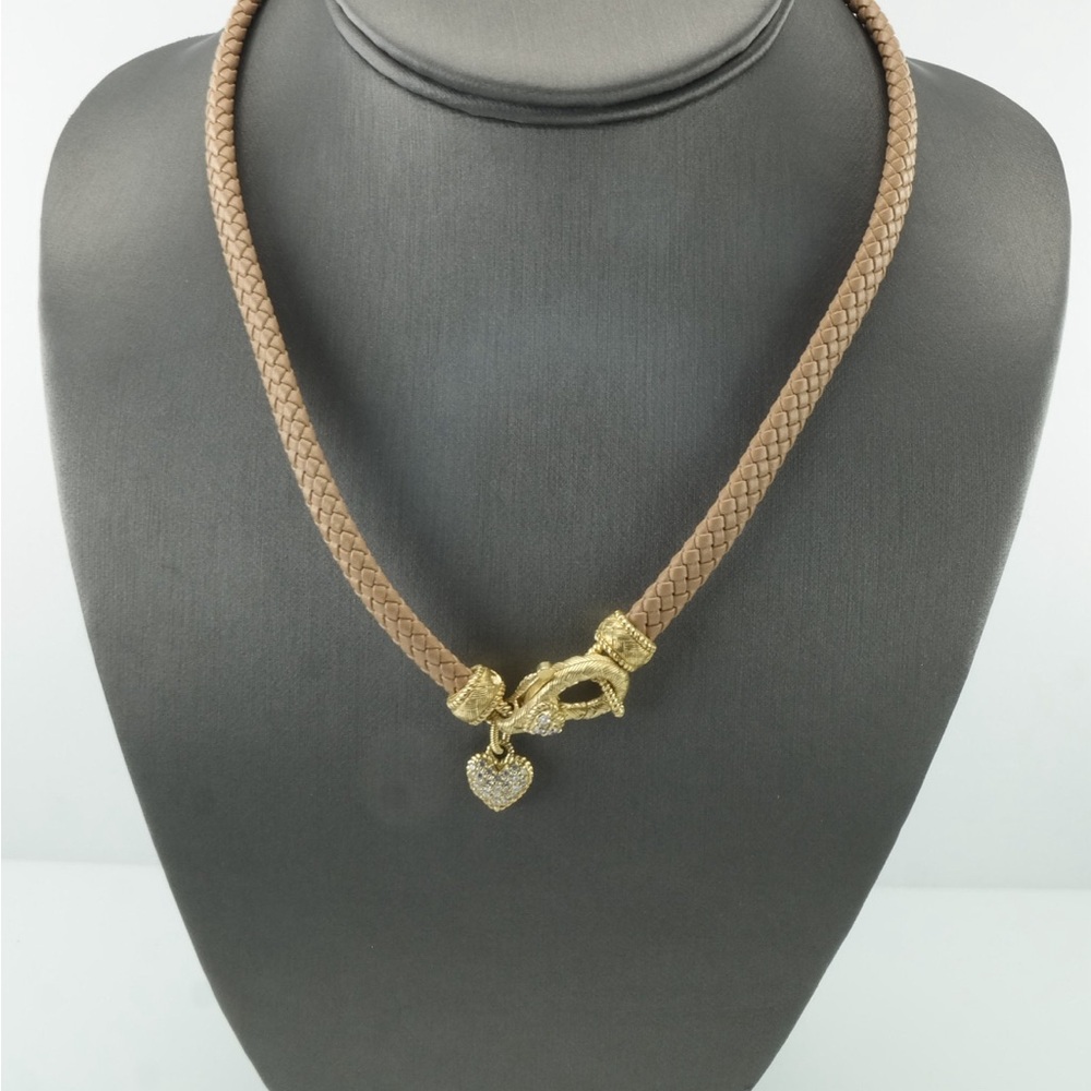 Judith Ripka Sterling Silver Heart Leather Necklace